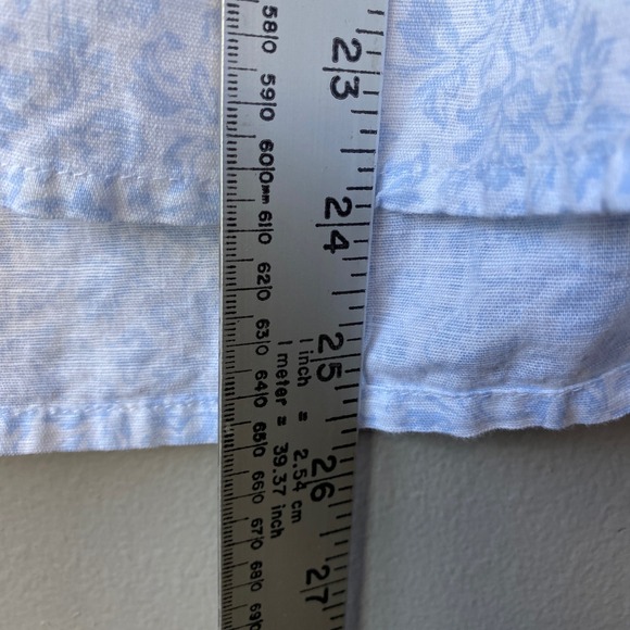 Joie Blue Floral Embroidered Linen Blend Tassel Peasant Blouse Womens Medium - Picture 9 of 15